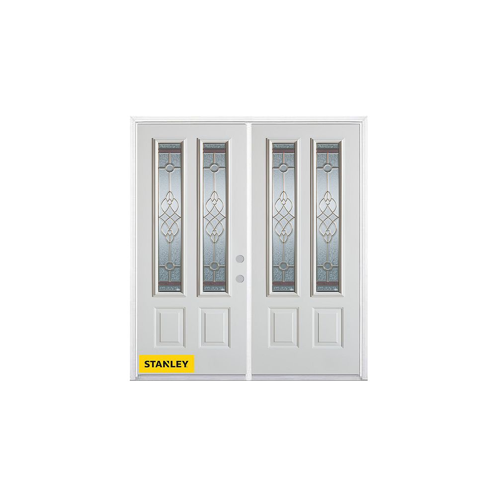 STANLEY Doors 71 inch x 82.375 inch Milano Brass 2Lite 2Panel