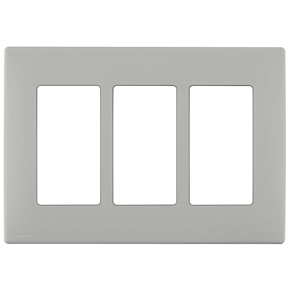 Leviton Renu 3-Gang Screwless Wallplate in Pebble Gray | The Home Depot ...