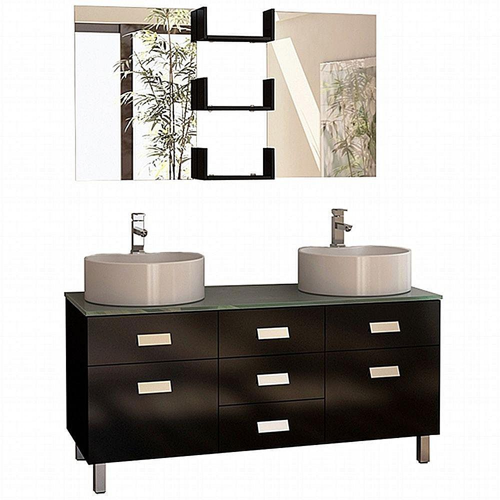 Design Element Wellington 55 Inch W X 22 Inch D Vanity In Espresso With Glass Vanity Top A The Home Depot Canada Design Element Wellington 55 Inch W X 22 Inch D Vanity In Espresso With Glass Vanity Top A The Home Depot Canada