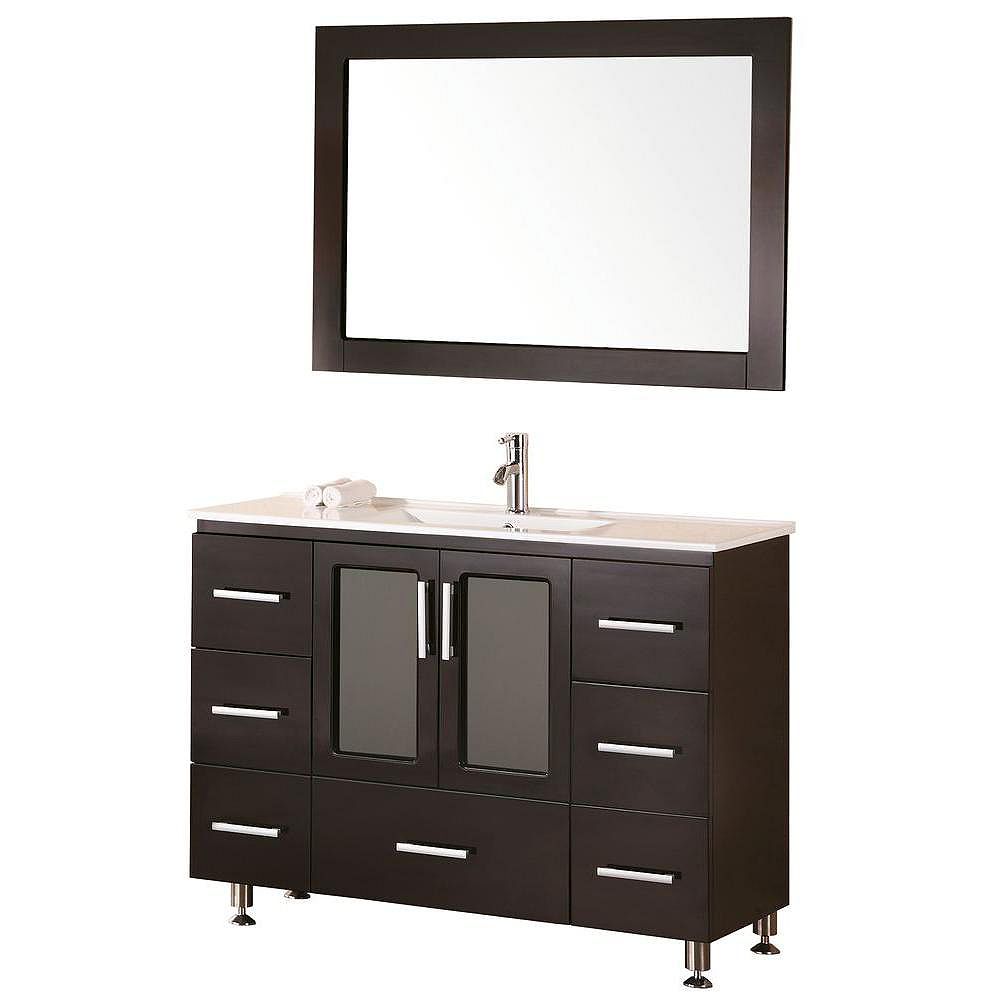 Design Element Stanton 48 Inch W X 18 Inch D Vanity In Espresso With Porcelain Vanity Top The Home Depot Canada