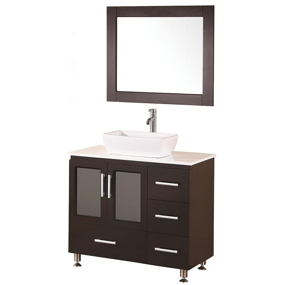 Design Element Stanton 36 Inch W X 20 Inch D Vanity In Espresso With Composite Stone Vanit The Home Depot Canada