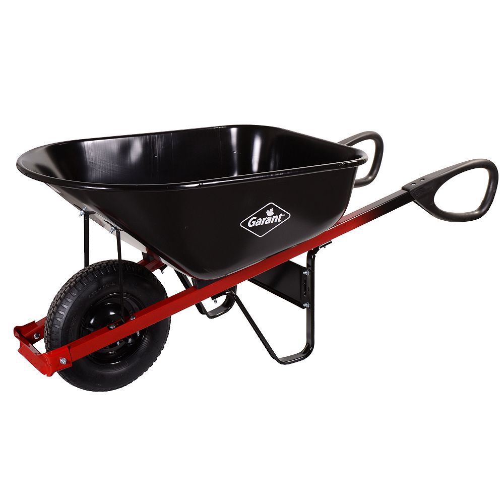 True Temper 6 Cubic Feet Steel Wheelbarrow With Ergo Loop Grips The