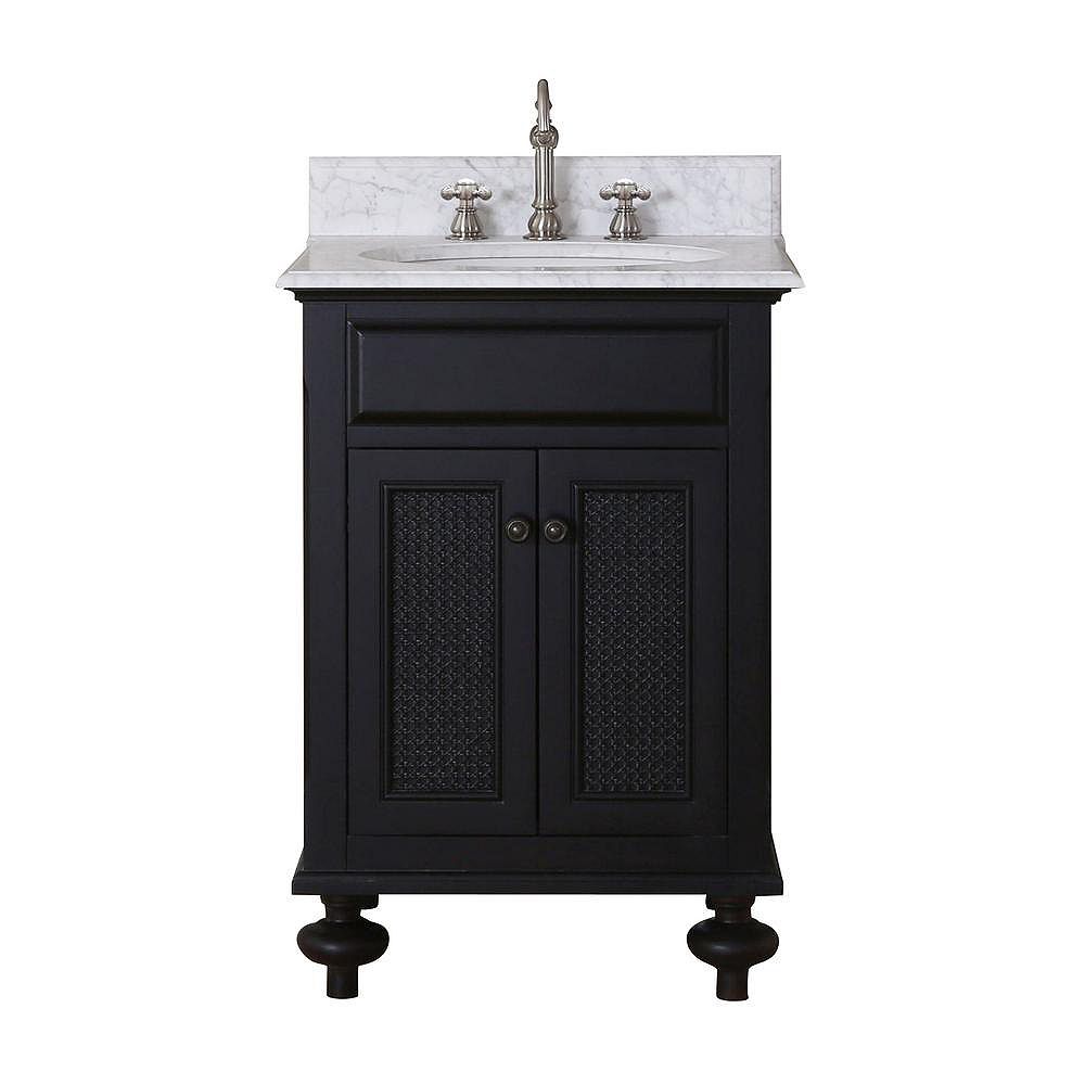 Water Creation London 25 Inch W 2 Door Freestanding Vanity In Black With Marble Top In Whi The Home Depot Canada