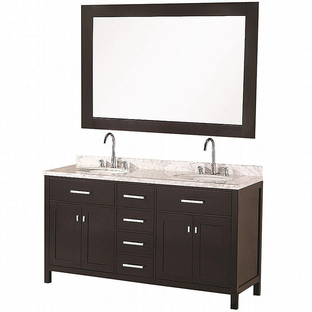 Design Element London 61 Inch W X 22 Inch D Vanity In Espresso With Marble Vanity Top And The Home Depot Canada