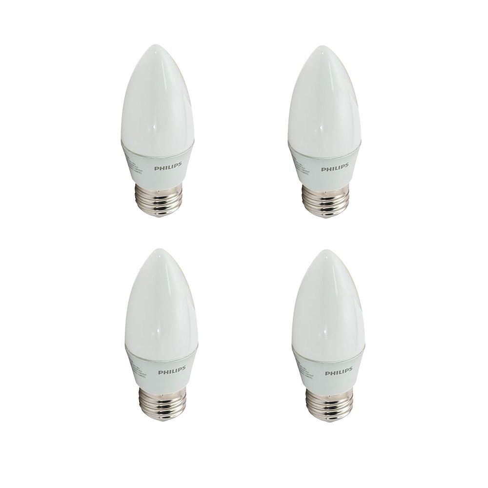 Philips 4.5W LED Chandelier , Med Base, Frosted Case of 4 Bulbs The