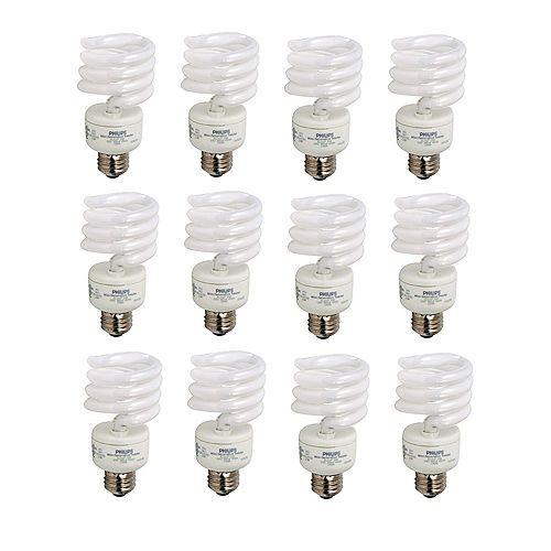 Philips 23W = 100W Soft White (2700K) Mini Twister CFL Light Bulb (12-Pack)