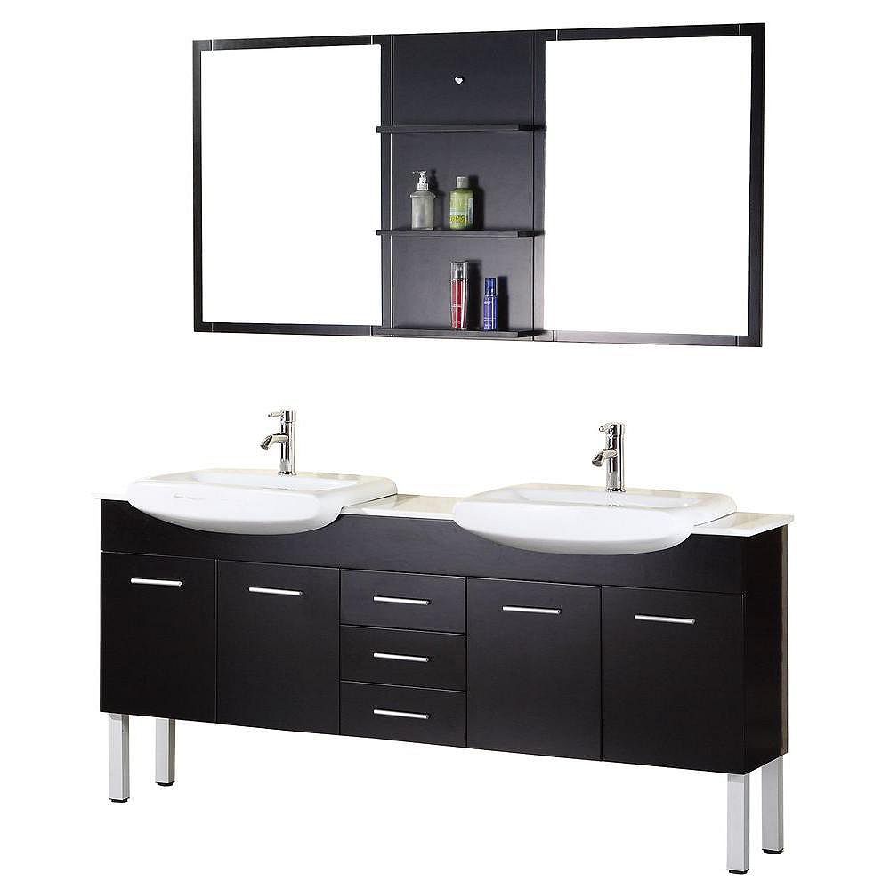 Design Element Tustin 72 Inches Vanity In Espresso With Composite Stone Top Whit The Home Depot Canada Design Element Tustin 72 Inches Vanity, Design Element Vanity Canada