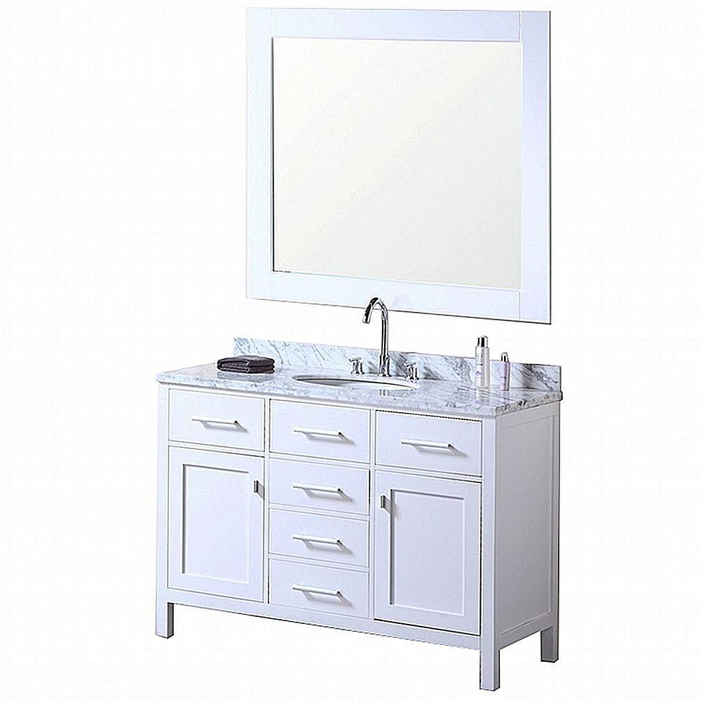 Design Element London 48 Inch W X 22 D Vanity In Pearl White With Marble Top And Mirr The Home Depot Canada Design Element London 48 Inch W X 22, Design Element Vanity Canada