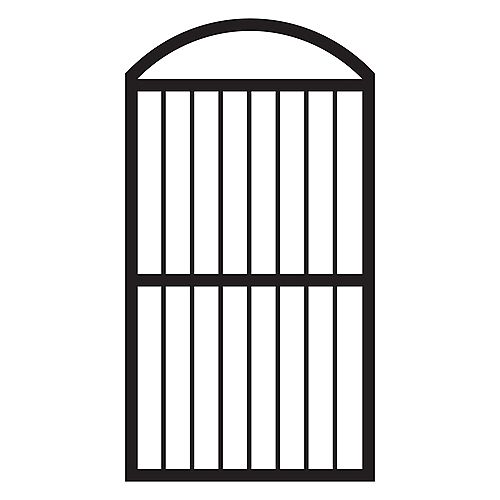 36-inch W x 67 3/4-inch H x 1 1/2-inch D Pre-Assembled Aluminum Arched Fence Gate in Black