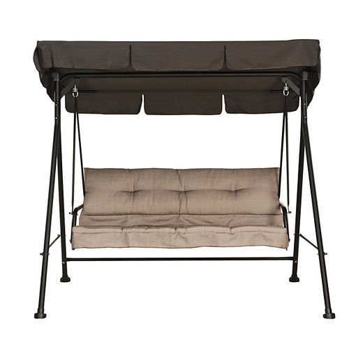 3-Person Patio Swing with Cushion and Canopy