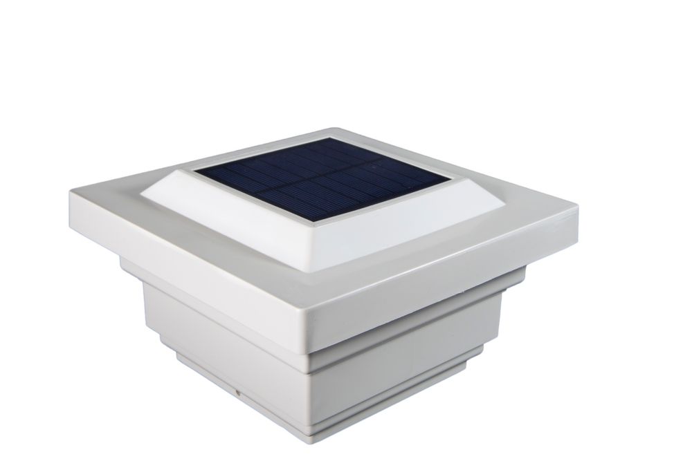 Pack Solar Powered Square Outdoor Post Cap Light for 5x5 PVC Posts StonyCreek Two Off White 2