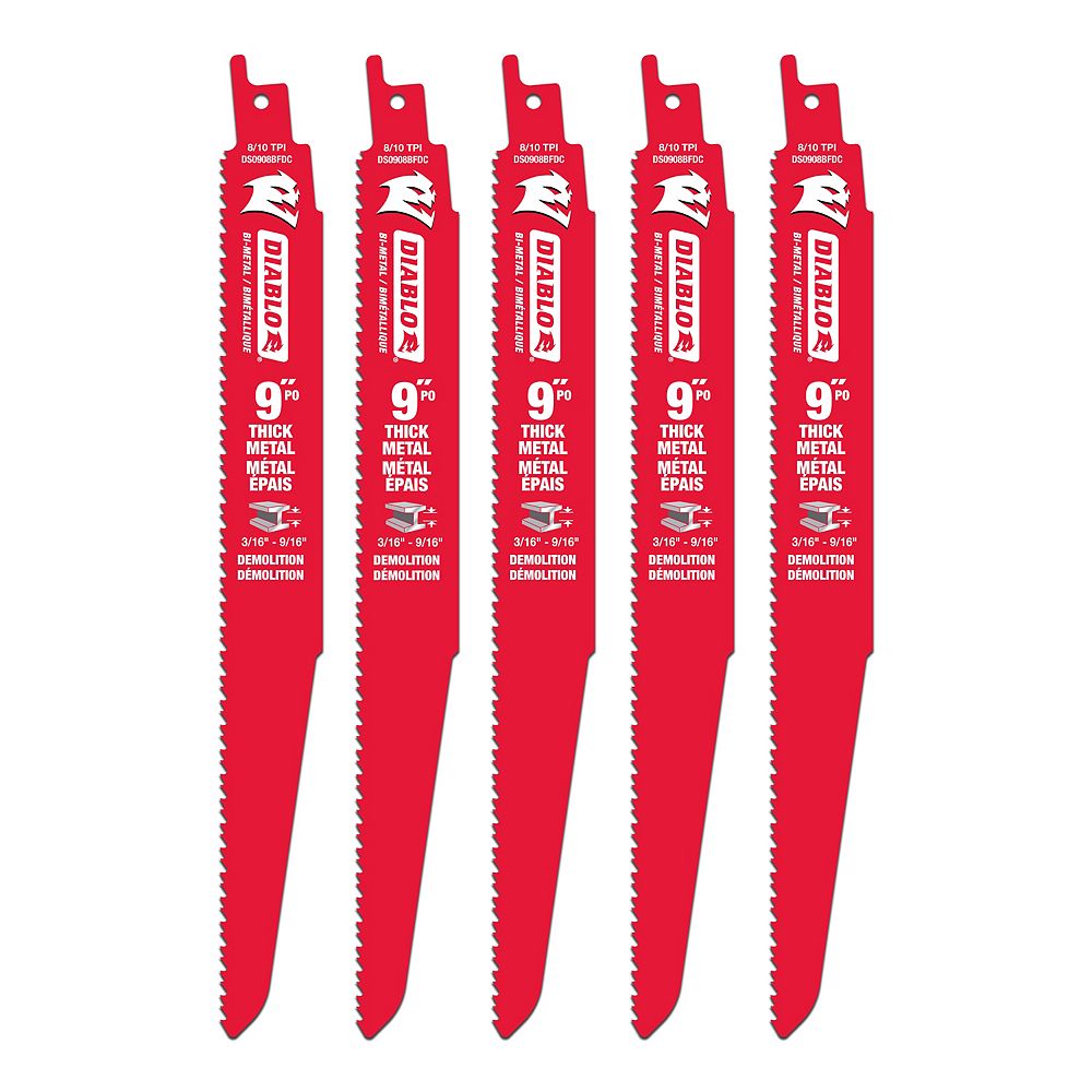 Diablo 9inch Demolition Steel Reciprocating Blades (5Pack) The Home