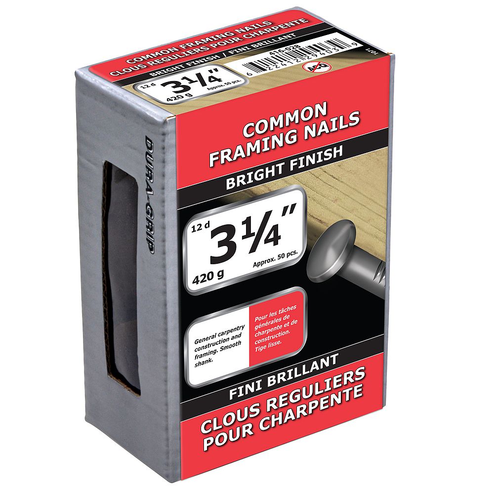 Paulin 31/4inch (12d) Common Framing Nails Bright Finish 420g