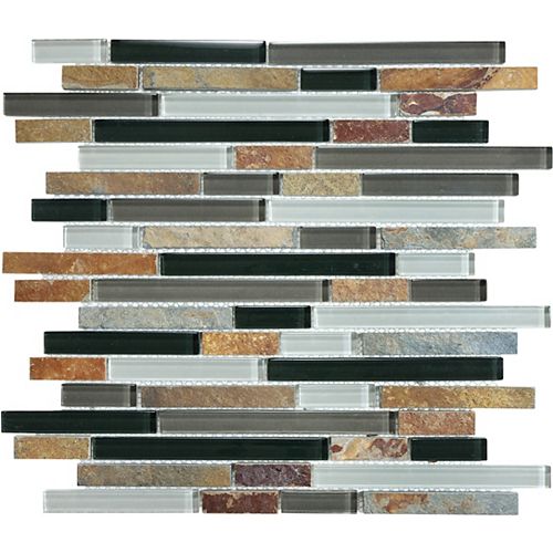 Cool Earth Linear Slate Glass Tile