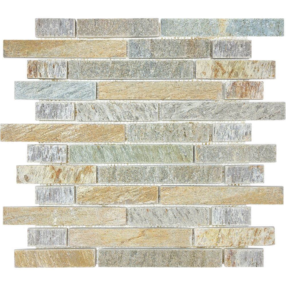 Enigma Quartz Random Strip Mosaic Tile in Sandwood The Home Depot Canada