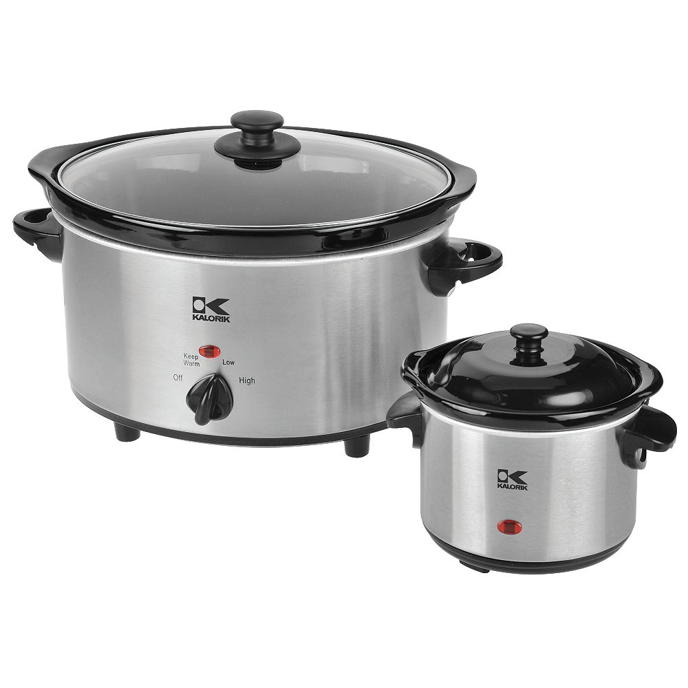 Kalorik 4.75QT Stainless Steel Slow Cooker + 0.75QT Dipper The Home