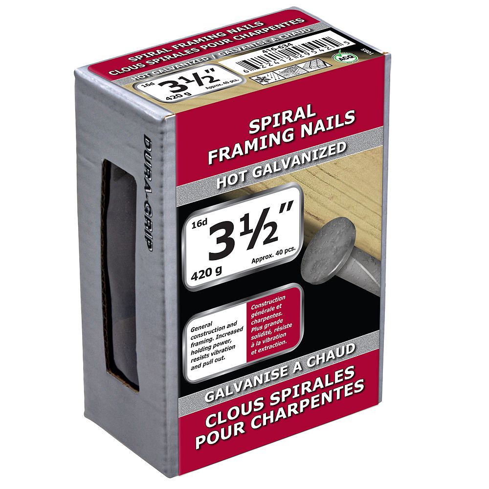 Paulin 3-1/2-inch (16d) Spiral Framing Nails Hot Galvanized - 420g