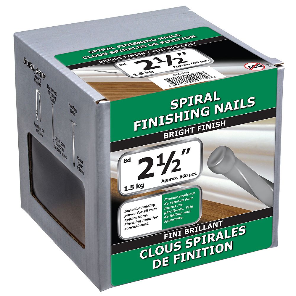 Paulin 21/2inch (8d) Spiral Finishing Nails Bright Finish 1.5kg (approx. 668 pcs. per