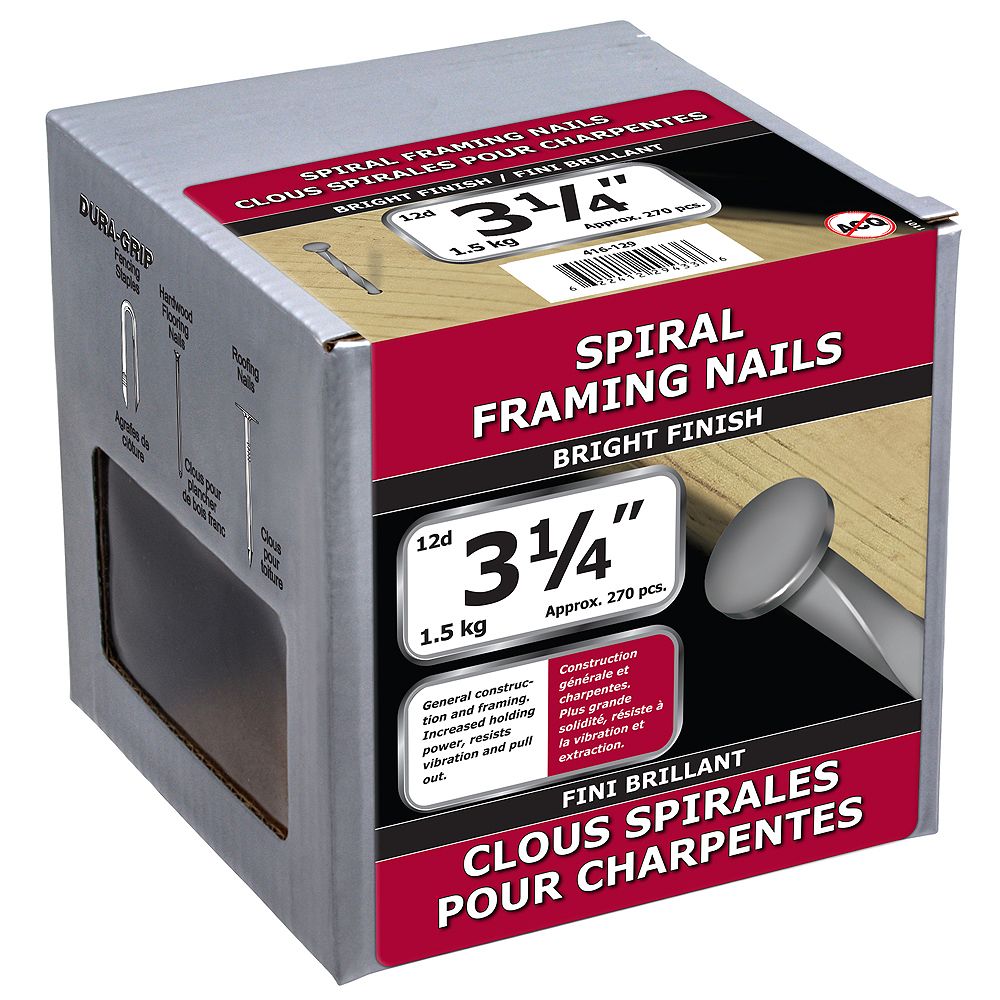 Paulin 31/4inch (12d) Spiral Framing Nails Bright Finish 1.5kg (approx. 273 pcs. per p
