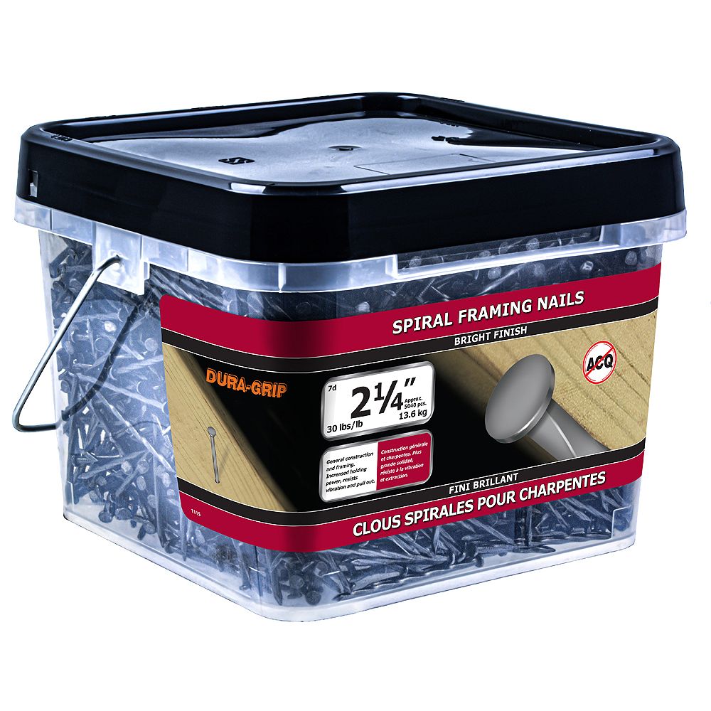 Paulin 21/4inch (7d) Spiral Framing Nails Bright Finish 30lbs