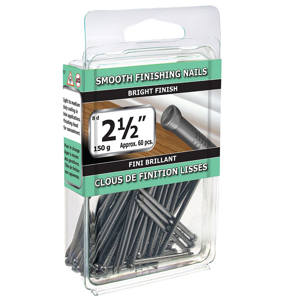 Paulin 21/2inch (8d) Smooth Finishing Nails Bright Finish 150g (approx. 61 pcs. per pa