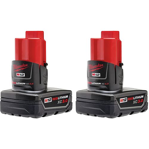 M12 12V Lithium-Ion Extended Capacity (XC) 3.0 Ah REDLITHIUM Battery (2 Pack)