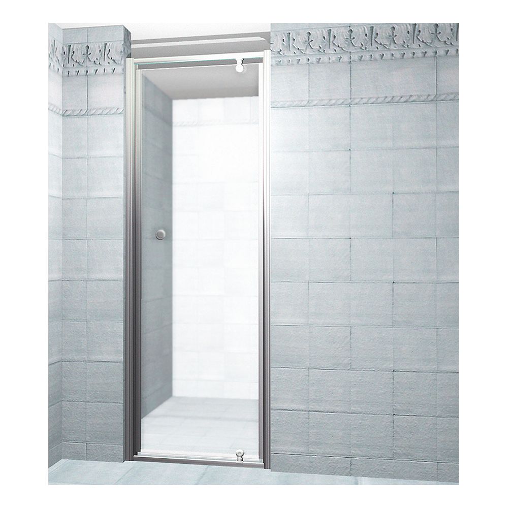 Malta Bath 24 Inch Pivot Shower Door Chrome Finish with Design Glass