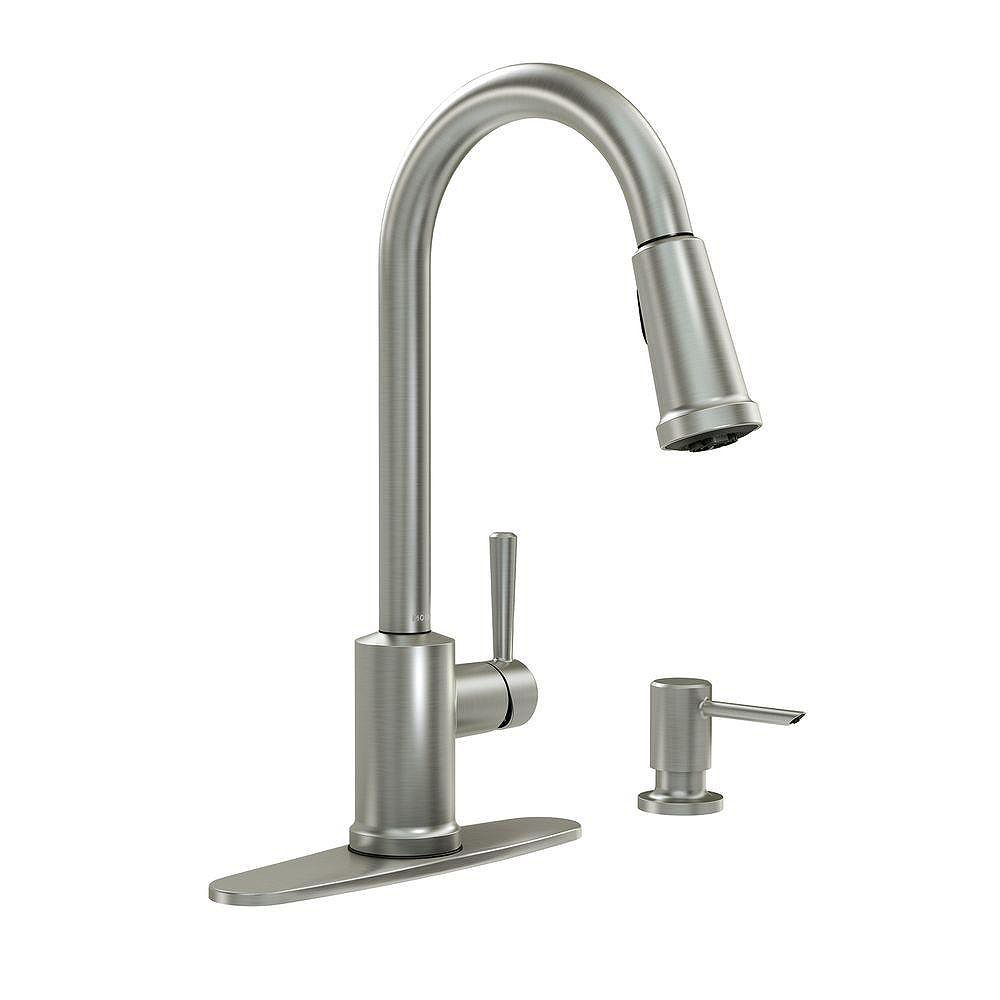 Moen Indi Single Handle Pull Down Sprayer Kitchen Faucet With Reflex And Power Clean In Sp 9307