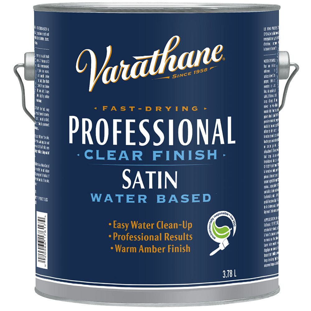Varathane Professional WaterBased Clear Finish in Satin Clear, 3.78 L