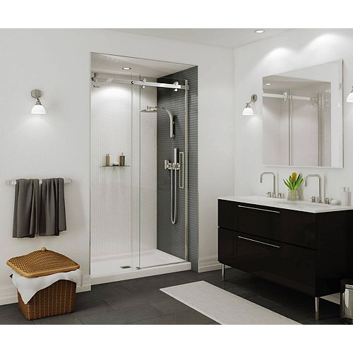 Halo 44-1/2 - 47W x 78-3/4H Frameless Sliding Shower Door in Chrome with Clear Glass