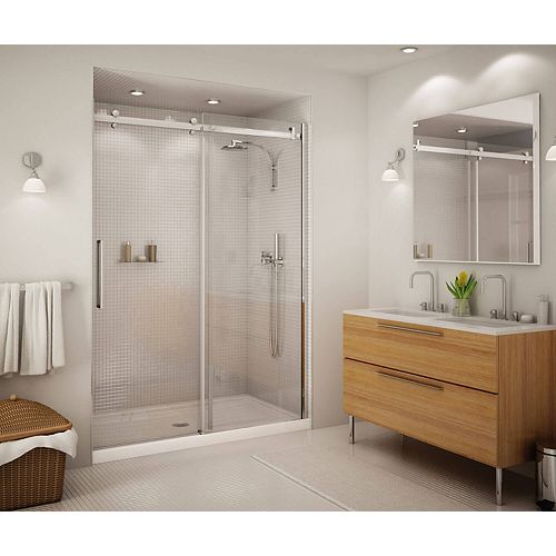 Chrome Framed Shower Door Replacement Bottom Deflector With Vinyl Sweep And Pre Applied Mounting Tape 30 Long Amazon Com