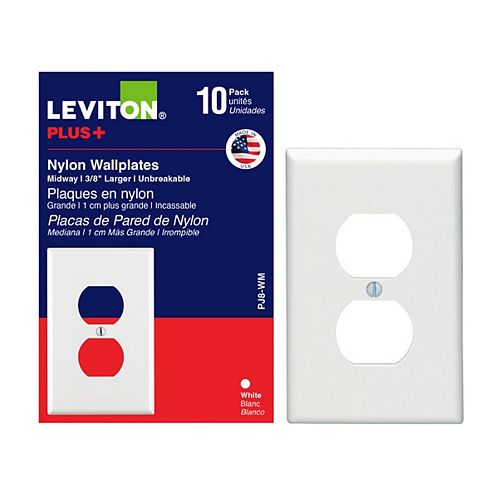 Duplex Single Gang Midway Nylon Wallplate in White (10-Pack)