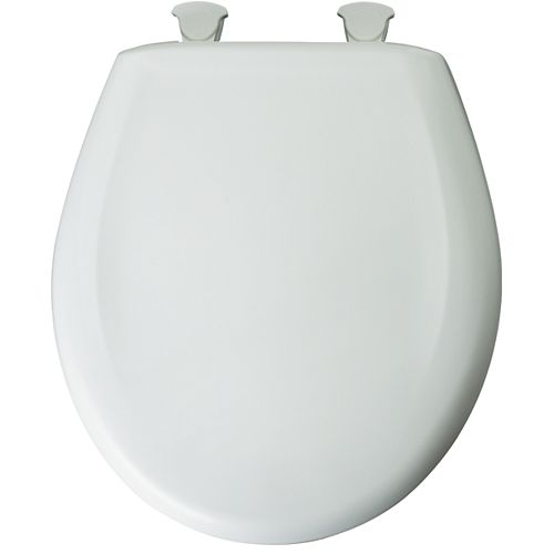 Round Plastic Toilet Seat with Whisper Close and Easy Clean & Change Hinge in White