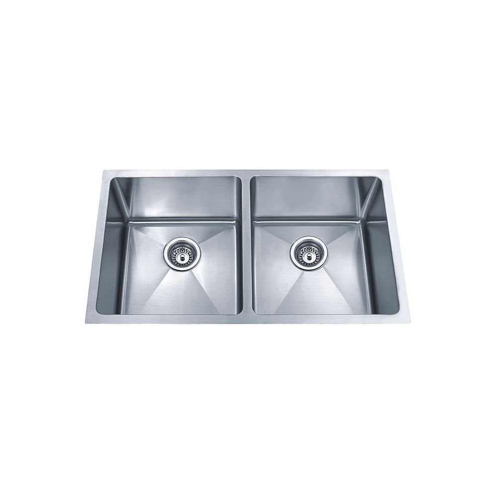 Acri Tec 32 X 19 Stainless Steel Undermount Double Bowl Kitchen Sink With Small Radius Cor The Home Depot Canada