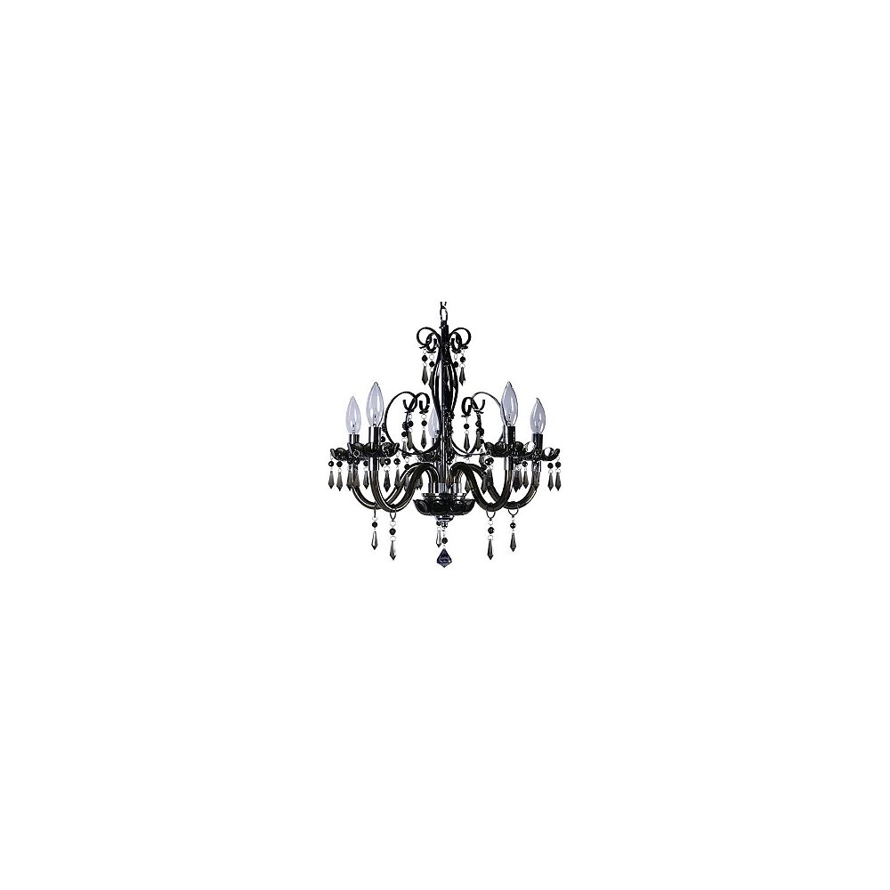 Titus Manufacturing Bella 5 Light Black Chandelier With Acrylic Jewels The Home Depot Canada