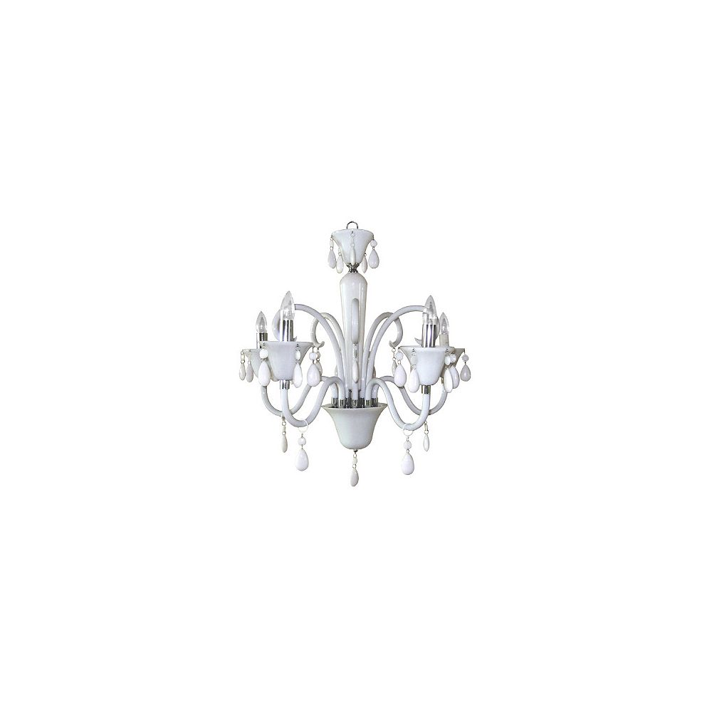 Titus Manufacturing Euphoria Five Light Polished Chrome Chandelier With White Lucite Jewel The Home Depot Canada