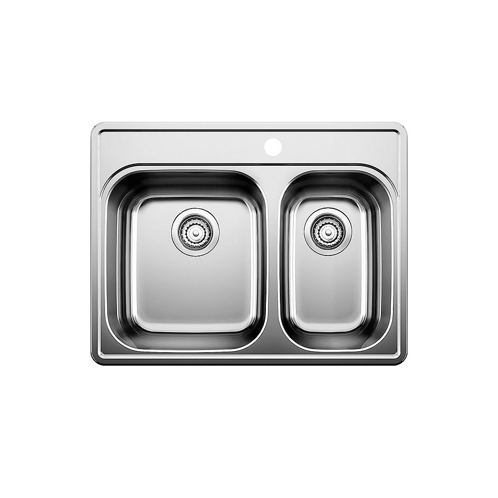 Blanco ESSENTIAL 1.5, Offset Double Bowl Dropin Kitchen Sink (3 Holes