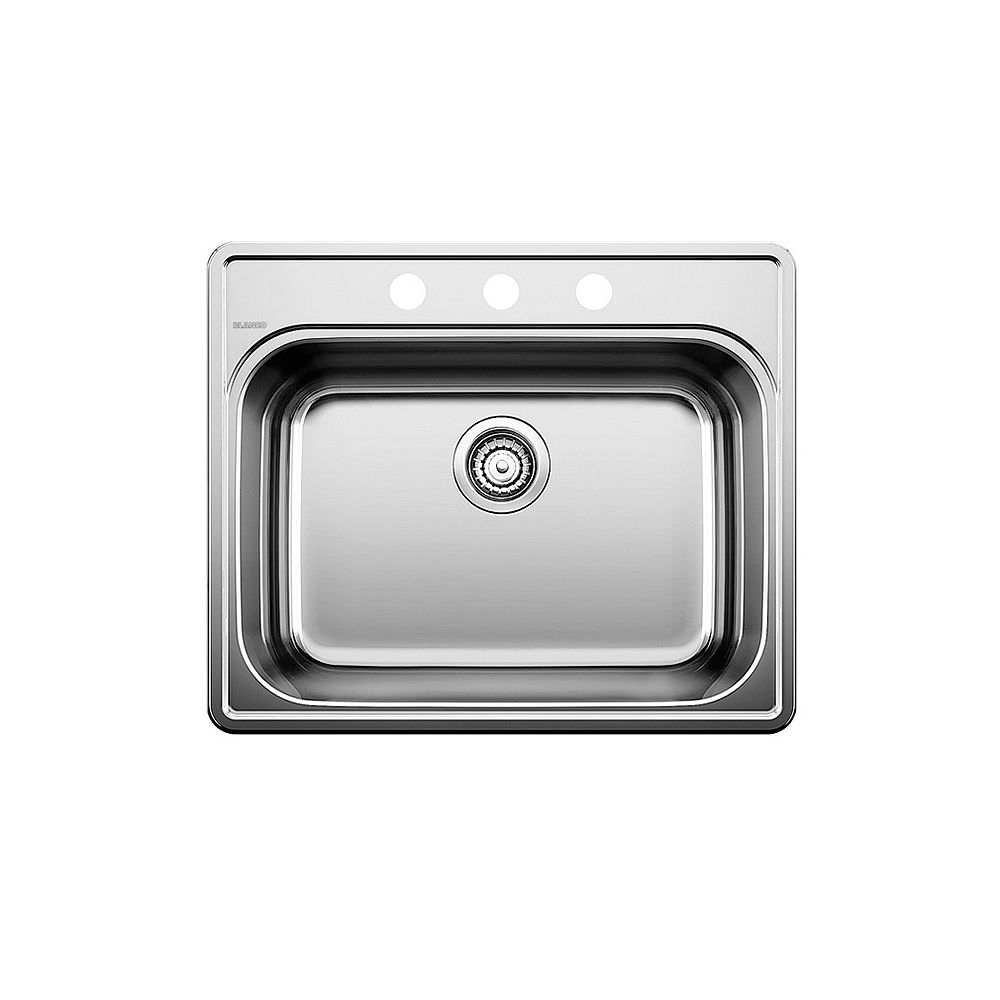 Blanco ESSENTIAL 1, Drop-in Kitchen Sink (3 Hole), Stainless Steel  The Home Depot Canada