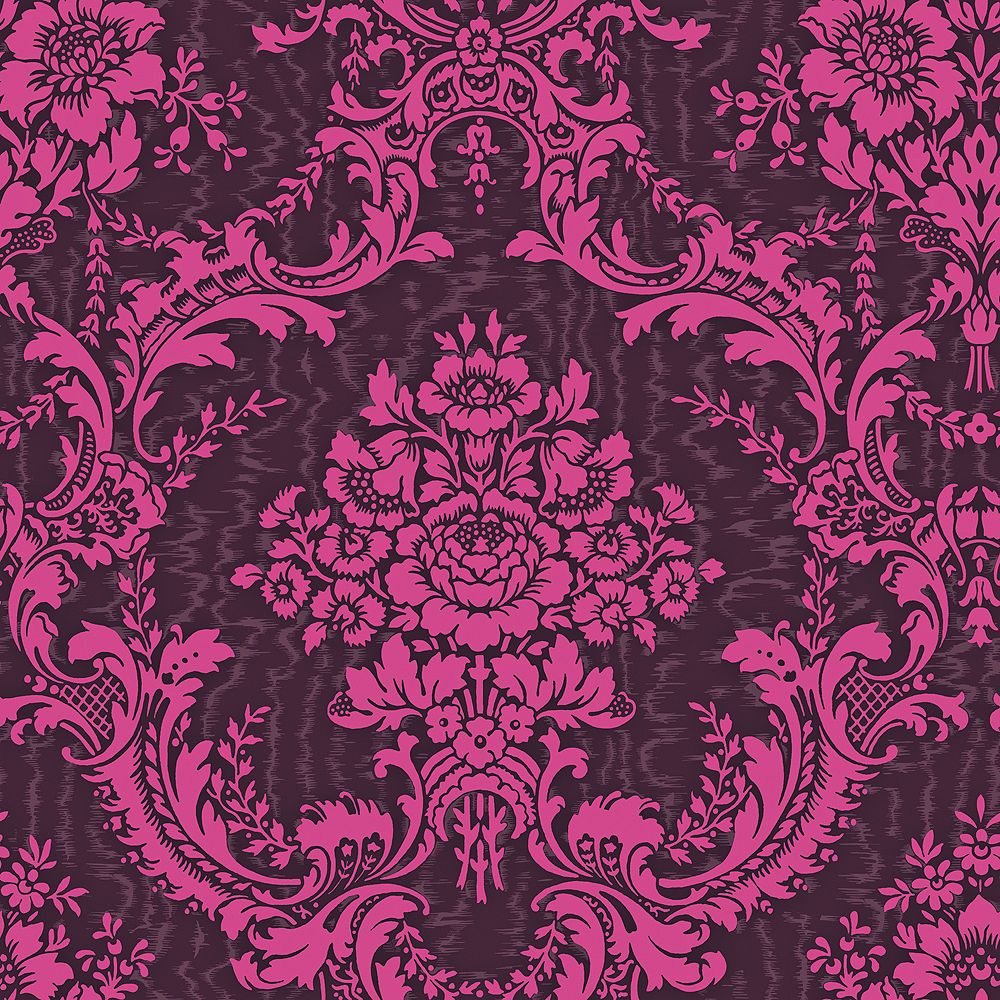 The Wallpaper Company 20.5 In. W Purple MidScale Damask on a Moire