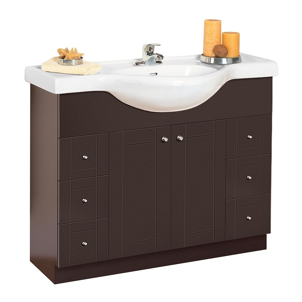 Woodnote Euro 41 Inch Vanity Cabinet In Dark Chocolate With Woodnote Euro 41 Inch Vanity Cabinet In Dark Chocolate With