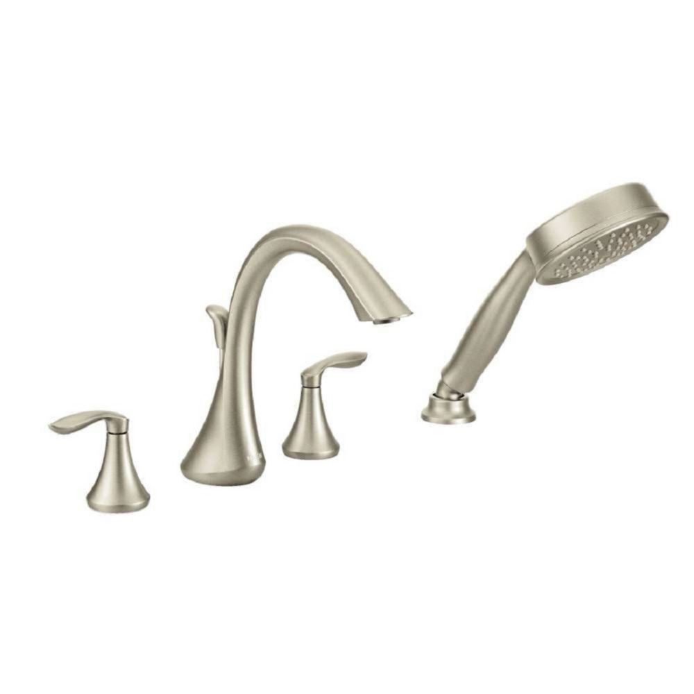 MOEN Eva 2-Handle Deck-Mount Roman Tub Faucet Trim Kit With Handshower ...