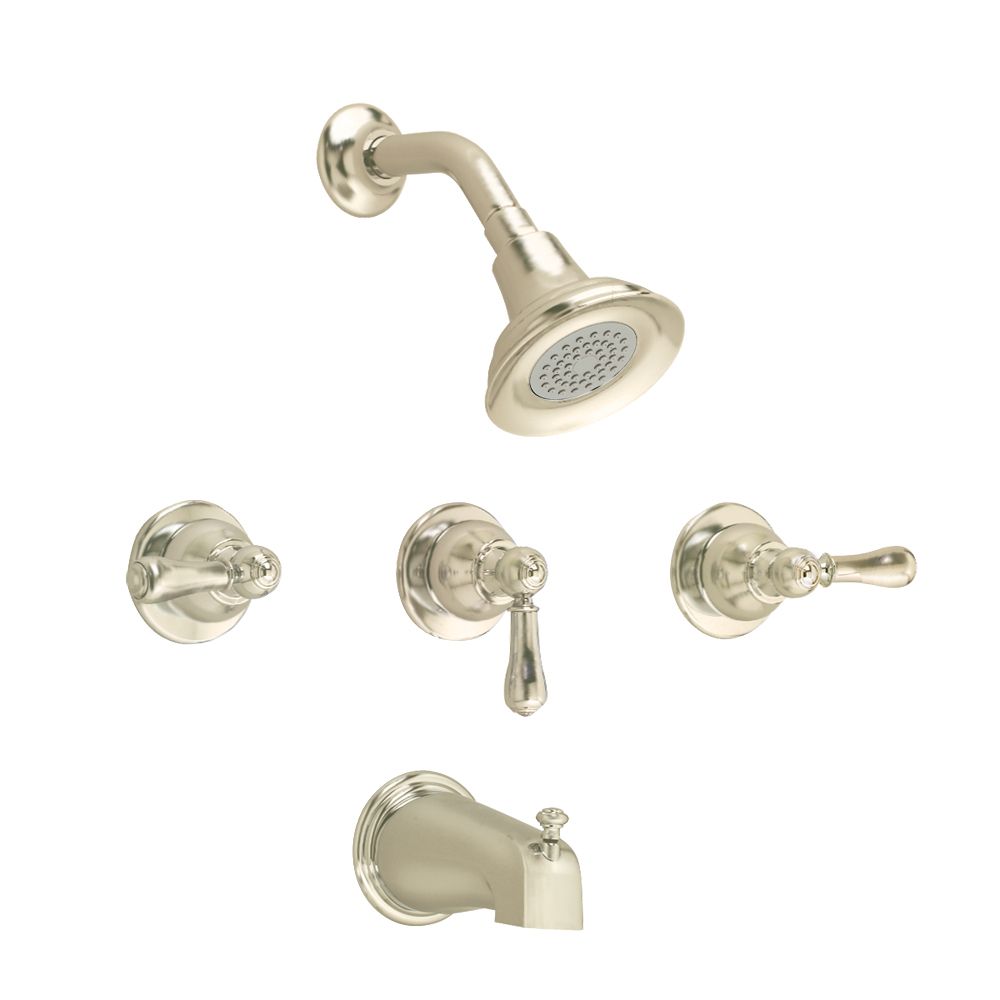 American Standard Hampton 3 Handle Tub And Shower Faucet In Satin   P 1000691120 