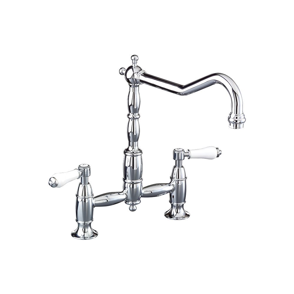American Standard Culinaire 12 Inch 2Handle Side Sprayer Bridge Kitchen Faucet in Polishe