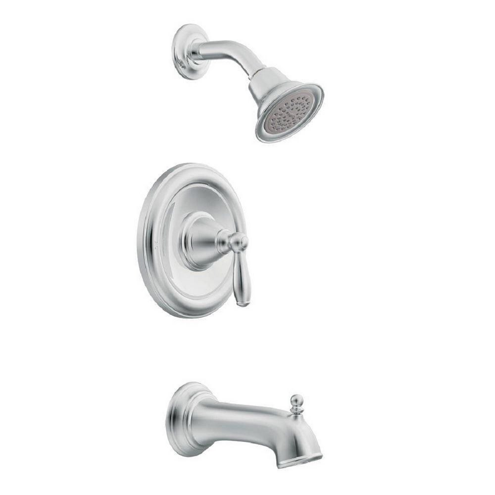 Moen Brantford Single Handle 1 Spray Posi Temp Tub And Shower Faucet Trim Kit In Chrome V The Home Depot Canada