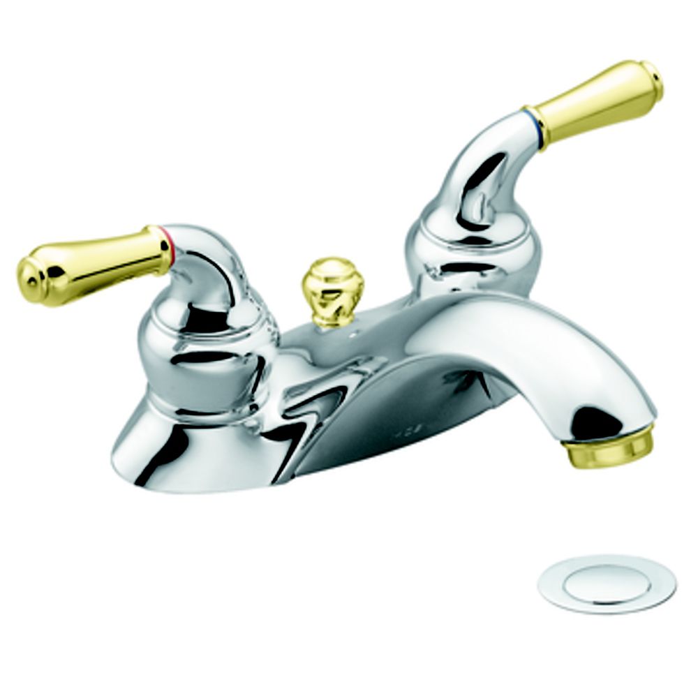 MOEN Monticello 2 Handle Bathroom Faucet In Chrome And Polished Brass   P 1000692111 