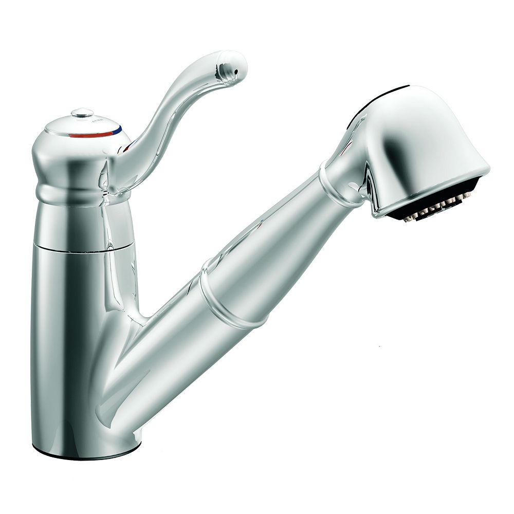 MOEN Chrome One-Handle Low Arc Pullout Kitchen Faucet | The Home Depot