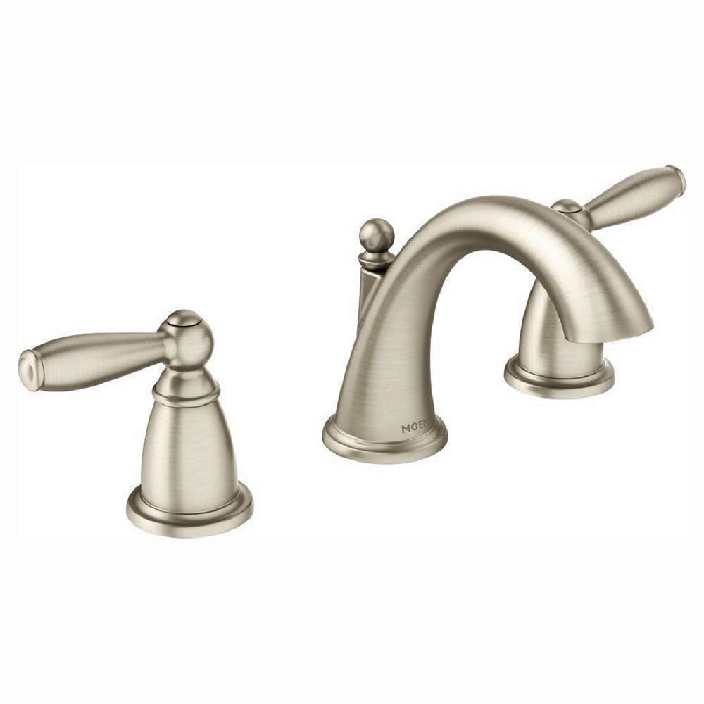 Moen Brantford 8 Inch Widespread 2 Handle High Arc Bathroom Faucet Trim Kit In Brushed Nic The Home Depot Canada