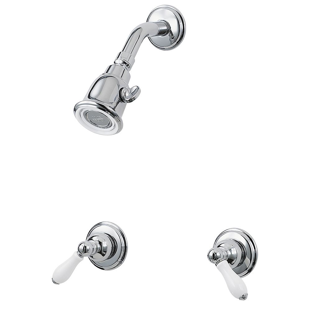 Pfister 2-Handle Shower Faucet with Porcelain Lever Handles in Polished ...