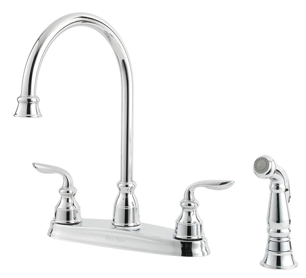 Pfister Avalon Lead Free Four Hole Two HandleKitchen Faucet In Polished   P 1000692501 