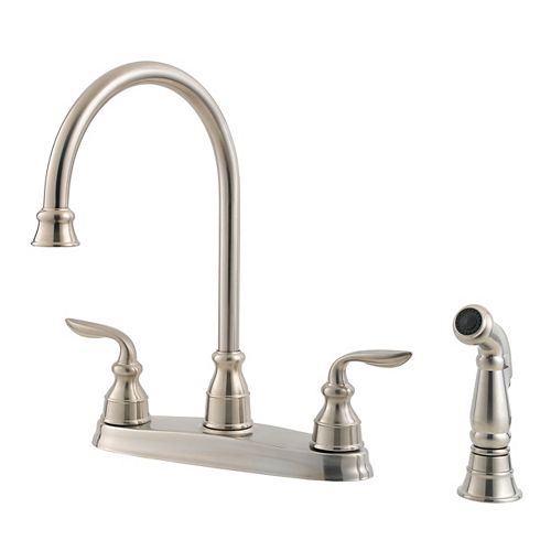 Pfister Bellport 2-Handle 4-Hole High-Arc Kitchen Faucet with Side ...